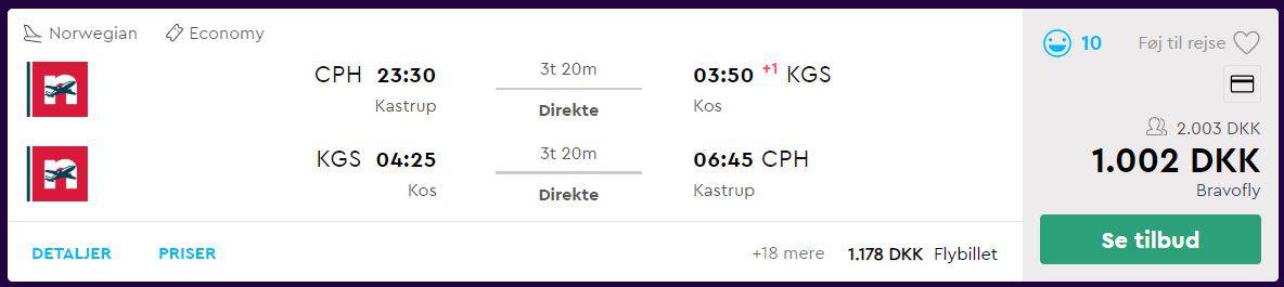 Flybilletter fra København til Kos - Grækenland