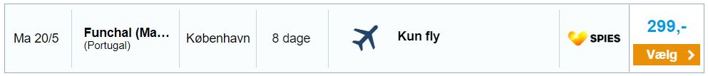 Flybilletter fra København til Madeira (Portugal)