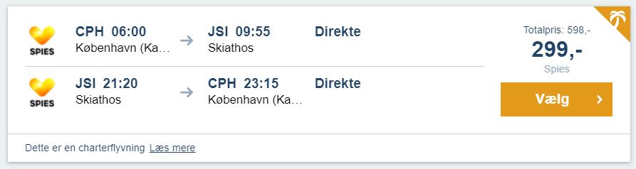 Flybilletter fra København til Skiathos (Grækenland)