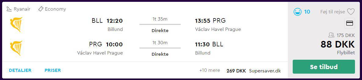 Flybilletter fra København til Prag i Tjekkiet