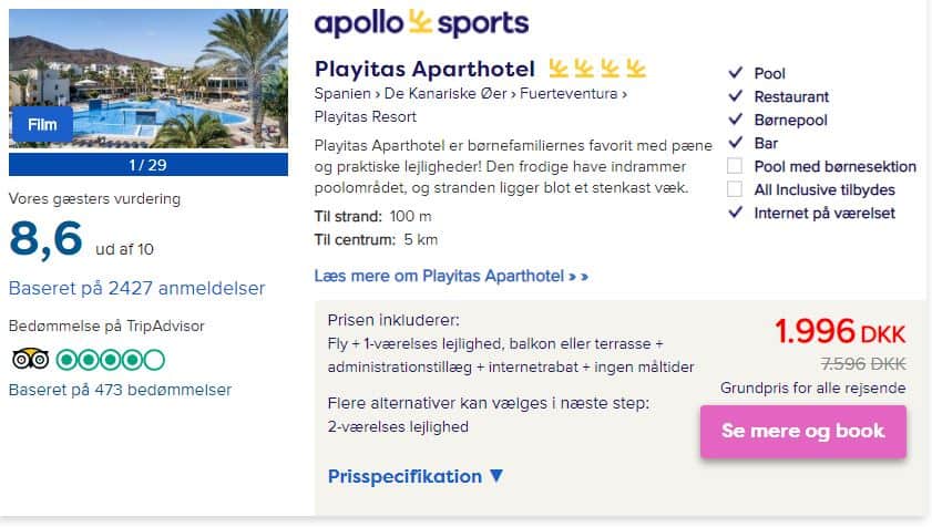Playitas Aparthotel - Fuerteventura i Spanien
