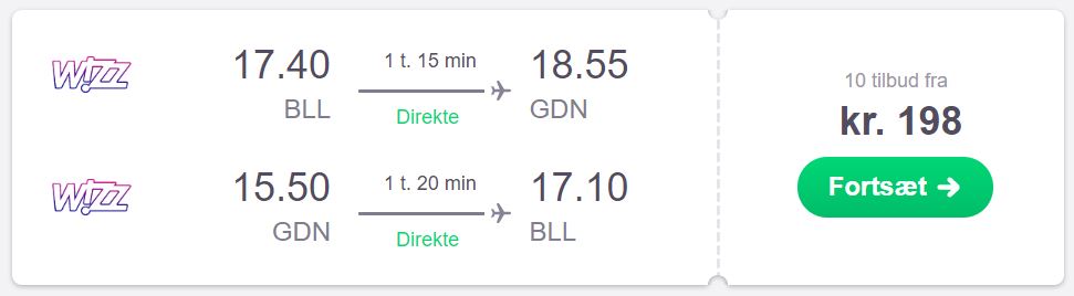 Flybilletter fra Billund til Gdansk