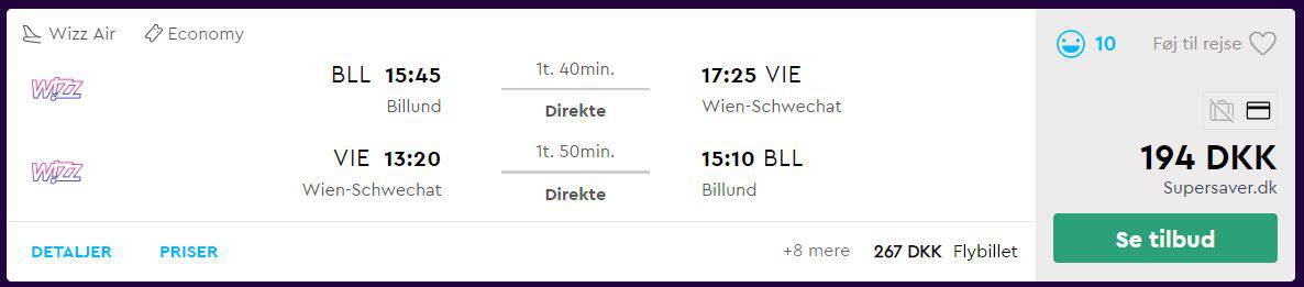 Flybilletter fra Billund til Wien