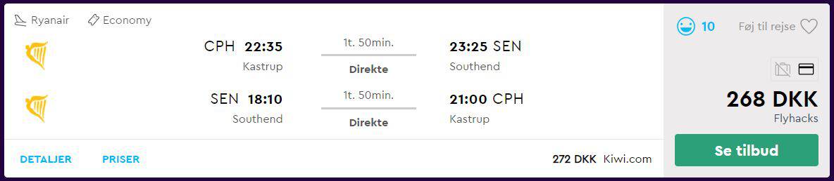 Flybilletter fra København til London
