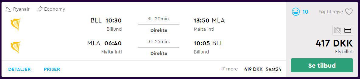 Billige flybilletter til Malta