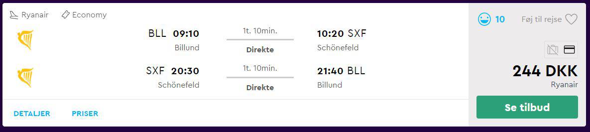 Billige flybilletter fra Billund til Berlin