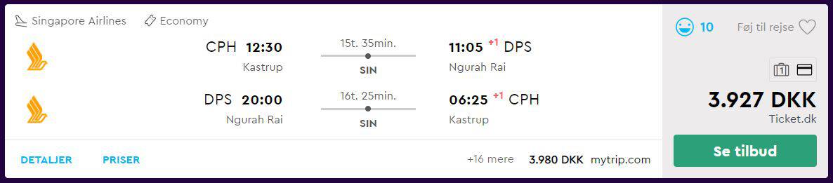 Billige flybilletter til Bali