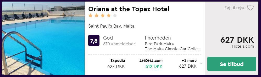 Oriana at the Topaz Hotel - Malta