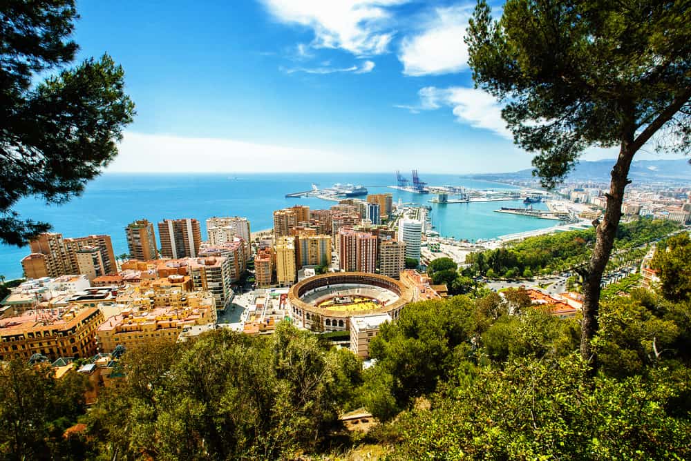 Panorama over Malaga i Spanien