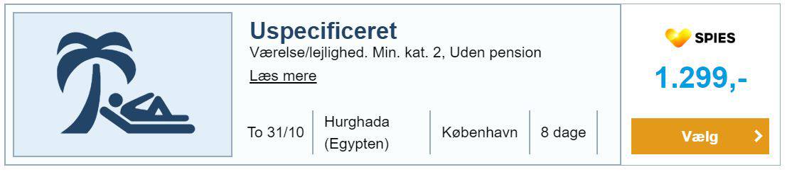 Uspecificeret charter til Hurghada i Egypten