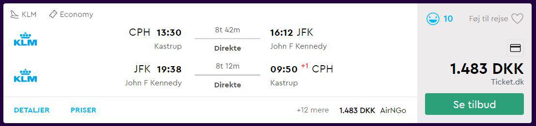 Billige flybilletter fra København til New York