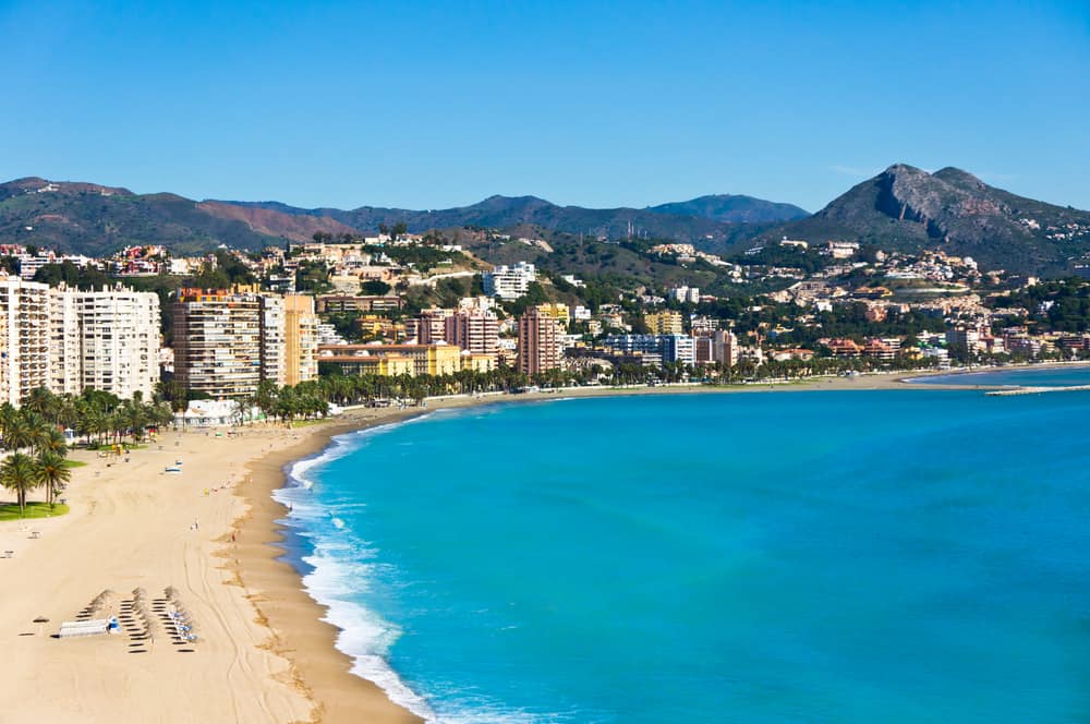 View over strand i Malaga - Spanien